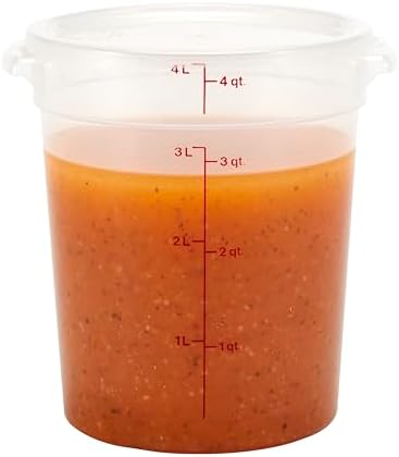 Cambro Food Storage Containers with Lids (BPA-Free) - 4 Quart - Food Grade Buckets with Lids (4 Pack) - For Dough Proofing and Brining (Translucent) - Image 5
