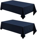 Veblandy 2 Pack Rectangle Tablecloth, 52x70 inch, Water Resistant Wrinkle Free Linen Textured Table Cloth Washable, Decorative Fabric Table Cover for Dining, Party and Camping, Navy Blue by Veblandy