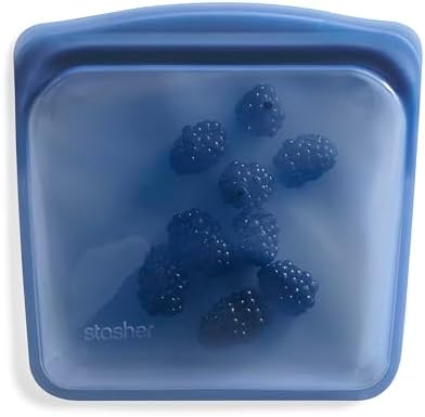 Stasher Premium Reusable Silicone Sandwich Bag, Deep Ocean, 28 oz by Stasher