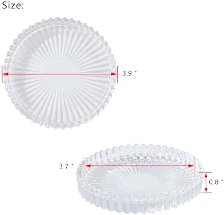 Glass Candle Tray 6 Pack Round Candle Holder Plates Candleholders, Clear - Image 2