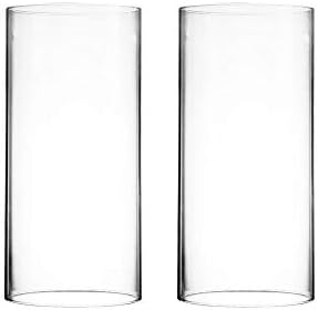 CYS EXCEL 2 PCS (H:10" D:4.75") Open Ended Glass Hurricane Candleholder Tube Shade | Multiple Size Choices Open Flame Candle Chimney Tube Cover | Bottomless Cylinder by CYSEXCEL%C2%AE