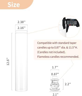 NUPTIO Hurricane Glass Candle Holders Bulk for Wedding - 12.6" H Set of 30 - Image 3