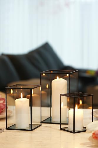 PHOSPHOR Hurricane Glass Candle Holder Set of 6 Pieces Black Hurricane Candleholders for Wedding Party Holiday Birthday Home Decor Lanter - Image 4