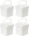 68 oz Food Storage Buckets with Lids, 4 Pack Square BPA Free Plastic Containers with Handles and Labels for Pantry, Rice, Flour, Snacks and Freezer (White) by UMETASS
