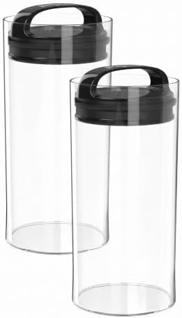 Prepara Evak Fresh Saver, Medium-Tall Airless Canister with Black handle, 2.3 Quart, Clear (Pack of 2) by Prepara