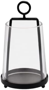 wakutwaku 4" Wide Modern Farmhouse Metal Hurricane Candle Holder with Handmade Sturdy Glass Sleeve in Black for Pillar Candle & Plants, Glass Hurricane Lantern, Industrial, Minimalistic by Unknown