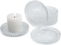 Glass Candle Tray 6 Pack Round Candle Holder Plates Candleholders, Clear by Unknown