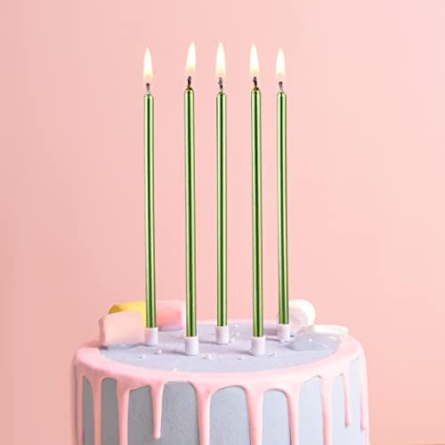 PHD CAKE 36-Count Green Long Thin Metallic Birthday Candles, Cake Candles, Birthday Parties, Wedding Decorations, Party Candles, Cake Decorations - Image 2