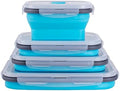Collapsible Food Storage Containers with Airtight Lid & Air Vent, 4 Sizes, Kitchen Stacking Silicone Collapsible Meal Prep Container Set for Leftover, Microwave Freezer Dishwasher Safe, Blue, Set of 4 by Annaklin