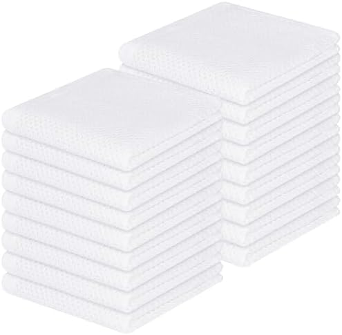 Homaxy 100% Cotton Waffle Weave Kitchen Dish Cloths 18-Pack, White by Homaxy