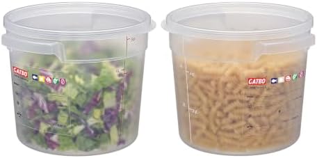 2 Pack 6QT Commercial Round Food Storage Containers with Lids by GATBO