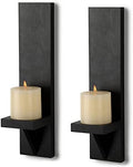 OwnMy 2PCS Wood Wall Candle Sconces Rustic Wall Mount Pillar Candle Sconces by OwnMy