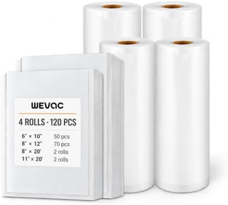 Food saver vacuum sealer bags rolls, Multiple Sizes, Box Storage,Less Waste by Wevac