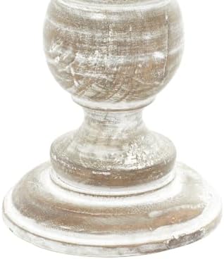 Deco 79 Mango Wood Decorative Candle Holder Turned Style Pillar Candle Stand, Set of 3 Candlestick Holder 6", 8", 10"H, Cream - Image 4