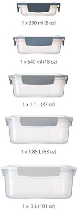 Joseph Joseph Nest Lock Plastic BPA Free Food Storage Container Set with Lockable Airtight Leakproof Lids, 10-Piece, Sky - Image 2