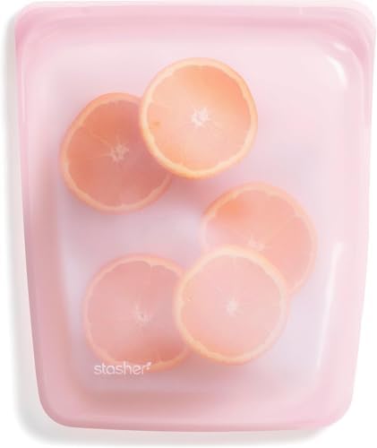 Stasher Premium Reusable Half Gallon Silicone Food Storage Bag, Pink, 64 oz by Stasher