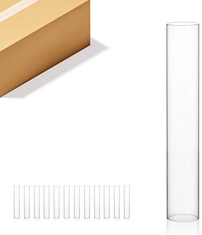 WGVI Hurricane Candle Holder Sleeve, Wide 2", Height 12", Clear Glass Cylinder Candleholder, Chimney Tube, Open Ended Candle Shade, 12 Pieces Bulk by WGVInternational-OpusGlassware