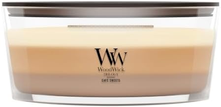 WoodWick Café Sweets Trilogy Tri-Scented Candle, Crackling Wick, 16oz by WoodWick