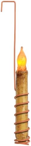 Spiral Wire Hanging Candlestick Holder – Antique-Style Tall Rusty Metal Candleholder for Farmhouse, Rustic & Primitive Country Decor, Perfect for Doors, Windows, Events & Holidays- Yellow by CLAVORIS
