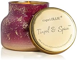 Capri Blue Glimmer Jar Candles - Luxury Holiday Scented Candles for Home - Long Lasting Soy Wax Blend - Scented Holiday & Home Decor - Tinsel & Spice Signature Petite Jar (8 oz) by Unknown