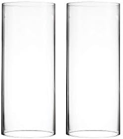 CYS EXCEL 2 PCS (H:10" D:4") Open Ended Glass Hurricane Candleholder Tube Shade | Open Flame Candle Chimney Tube Cover | Bottomless Cylinder by CYSEXCEL%C2%AE