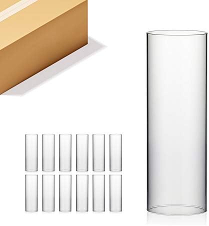 WGVI Hurricane Candle Holder Sleeve, Wide 4.7", Height 14", Clear Glass Cylinder Candleholder, Chimney Tube, Open Ended Candle Shade, 12 Pieces Bulk by WGVInternational-OpusGlassware