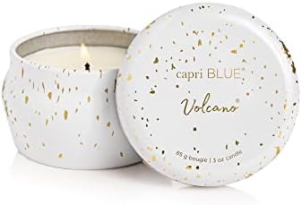 Capri Blue Glimmer Mini Tin - Volcano Scented Candle with Mini Tin Candle Holder - Soy Wax Blend - White and Gold (3 oz) by Unknown