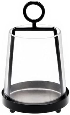 6" Wide Modern Farmhouse Metal Hurricane Candle Holder with Handmade Sturdy Glass Sleeve in Black for Pillar Candle & Plants, Glass Hurricane Lantern, Industrial, Minimalistic by Unknown