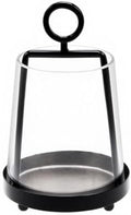 6" Wide Modern Farmhouse Metal Hurricane Candle Holder with Handmade Sturdy Glass Sleeve in Black for Pillar Candle & Plants, Glass Hurricane Lantern, Industrial, Minimalistic by Unknown