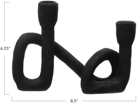 Bloomingville Decorative Resin Double Taper Candle Holder, Black (Pack of 8) - Image 2