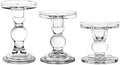 3-Piece Set of Glass Candlestick, Crystal Candlestick Holder Holder and Conical Candle, Christmas Candle Holder Decoration, Family Living Room Wedding Candle Holder (Clear) by BTGLLAS