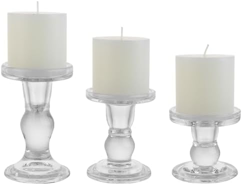 6-Piece Set of Glass Candlestick, Crystal Candlestick Holder Holder and Conical Candle, Christmas Candle Holder Decoration, Family Living Room Wedding Candle Holder (Clear 2sets) - Image 2