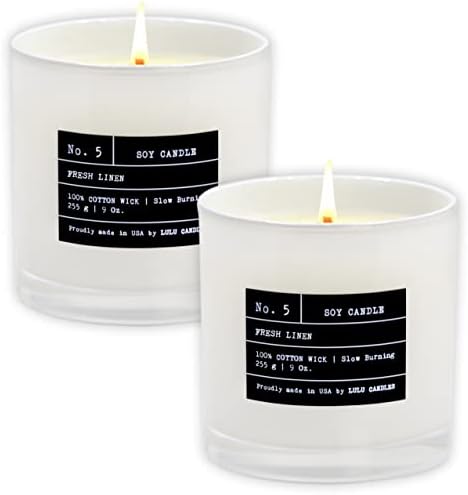 Lulu Candles | Fresh Linen | Luxury Scented Soy Jar Candle | Hand Poured in The USA | Highly Scented & Long Lasting (9 Oz. 2 Pack) by LULUCANDLES
