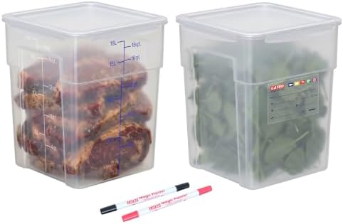 2 Pack 18 QT BPA-Free Translucent Polypropylene Airtight Food Storage Containers, Labeling Area, Stackable Bulk Storage for Flour, Rice, Sugar & Pet Food by GATBO