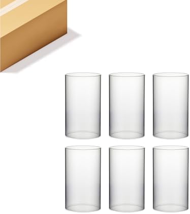 WGVI Hurricane Candle Holder Sleeve, Wide 3.5", Height 6", Clear Glass Cylinder Candleholder, Chimney Tube, Open Ended Candle Shade, 6 Pieces Bulk by WGVInternational-OpusGlassware