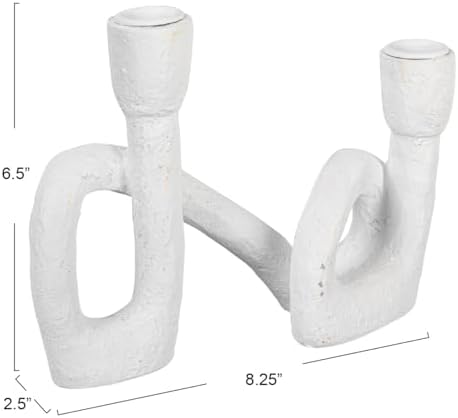 Modern Sculptural Double Taper Candle Holder, White - Image 2