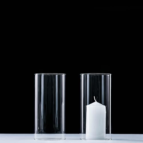 CYS EXCEL 2 PCS (H:10" D:4.75") Open Ended Glass Hurricane Candleholder Tube Shade | Multiple Size Choices Open Flame Candle Chimney Tube Cover | Bottomless Cylinder - Image 3