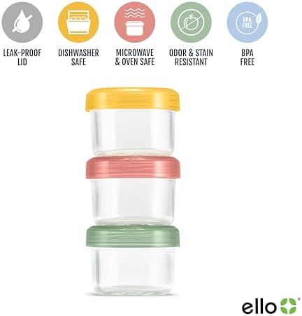 Ello Color Lock 4oz Glass Condiment Containers with Lids, 3 Pack, Desert - Image 3