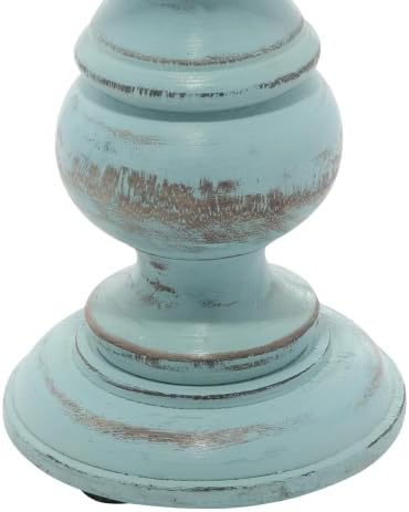 Deco 79 Mango Wood Decorative Candle Holder Distressed Turned Pillar Candle Stand, Set of 3 Candlestick Holder 6", 8", 10"H, Light Blue - Image 4