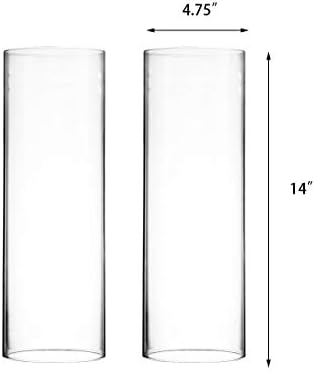 CYS EXCEL 2 PCS (H:14" D:4.75") Open Ended Glass Hurricane Candleholder Tube Shade | Multiple Size Choices Open Flame Candle Chimney Tube Cover | Bottomless Cylinder - Image 2