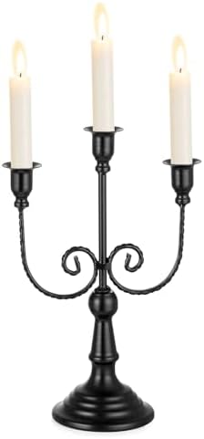 Sziqiqi Black Candelabra Candle Holder: 3 Arms Candelabra for Halloween by SZIQIQI