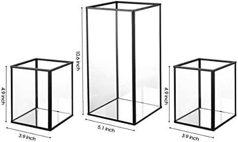 yshengood Hurricane Candle Holder Set of 3 Pcs, Black Candle Holder for Pillar Candle - Image 3