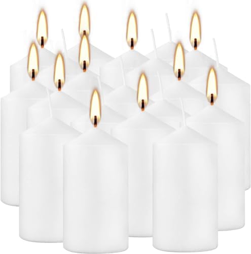 YOROXRG 2"x4" High White Pillar Candles, Set of 20 Unscented. Bulk Buy. Ideal for Halloween, Wedding, Emergency Lanterns, Household, Wedding and Home Décor Candlesticks - Image 3