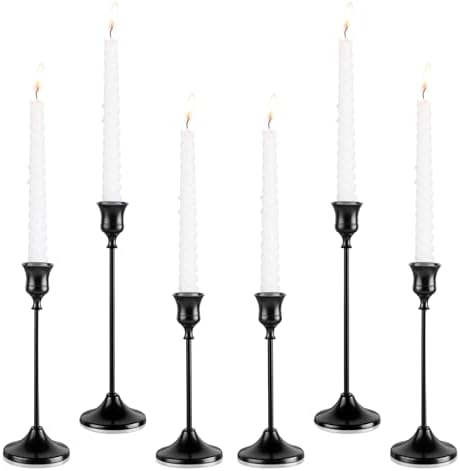 Candlestick Holders, 6PCS Metal Taper Candle Holder, Black Candle Holders for Candlesticks, Candle Holder for Wedding Fireplace Mantel Housewarming Gift by Tunyet
