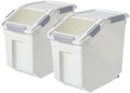 HANAMYA 10 Liter / 20 lbs Rice Storage Container with Measuring Cup, BPA free, For Rice | Grain | Pet Food | Flour, 2 count, White by HANAMYA