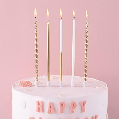 PHD CAKE Gold Metallic Long Thin Birthday Candles, Party Decorations - Image 2
