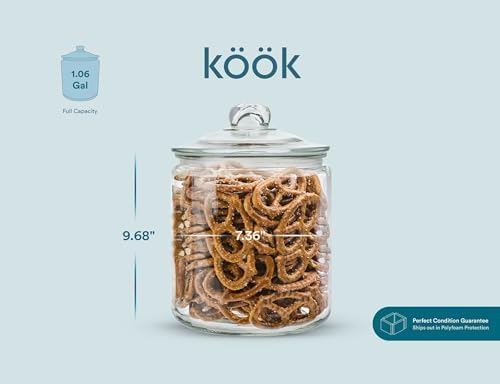 KooK Glass Kitchen Jars, Food & Cookie Storage Containers for Pantry, Bathroom Apothecary Canisters, Airtight Lids, Dishwasher Safe, with Chalk and Labels, 1 Gallon, Set of 2 - Image 6