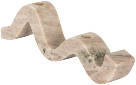 Bloomingville Marble Wave Double Taper Candle Holder, Beige - Image 3