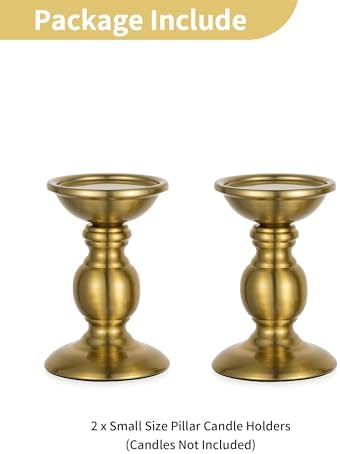 NUPTIO Gold Candle Holder for Table: Brass Pillar Stand for 3" Candles - Image 5
