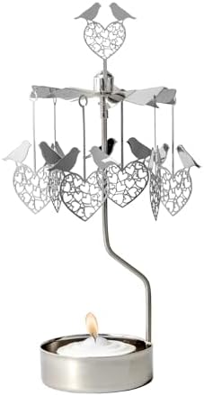 kingnero Rotary Candle Holder Spinning Candleholder Tea Light Candle Powered Carousel Small Gift (Heart&Bird) by kingnero